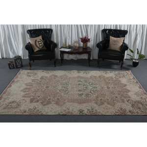 Alfombra de lana ecológica de estilo clásico hecha a mano con respaldo de látex, alfombra rectangular de estilo clásico Vintage de 6x9 pies, color Beige - Product Image 3