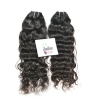 Cheveux humains indiens Remy naturels non traités noirs pour femmes, 100g, lots de mèches ondulées avec double trame machine, extensions à tisser et à clipser