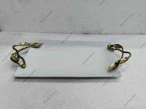 Bandeja de servicio con diseño de nudo dorado de alta calidad con asas para Decoración de mesa - Product Image 5