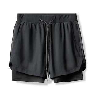 กางเกงขาสั้นเล่นกีฬาแห้งเร็วของผู้ชายกางเกงขาสั้นผ้าตาข่ายแบบตาข่ายลายพื้นสำหรับใส่เล่นกีฬาวิ่ง - Product Image 1