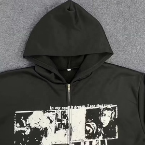 เสื้อสวมหัวมีฮู้ดพิมพ์ลายสำหรับผู้ชาย, เสื้อมีฮู้ดมีซิปโอเวอร์ไซส์ผ้าฝ้ายขนแกะเสื้อมีฮู้ดสำหรับผู้ชายและผู้หญิง - Product Image 4