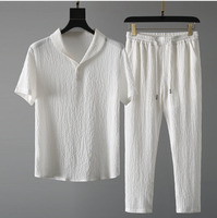 Nouvel Ensemble Sport Homme Luxe Léger Polyvalent Personnalisé OEM avec Logo Brodé ou Imprimé, T-Shirt à Manches Courtes et Pantalon Mince