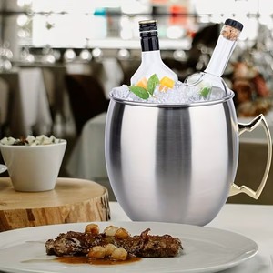 Luxury Stainless Steel <b>Ice</b> <b>Bucket</b> with Elegant Handle Insulated Body Keeps Wine and <b>Drinks</b> Perfectly Chilled for Parties - Product Image 4