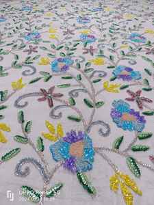 Tissu en maille tricotée à la main, style croisé, brodé de perles, écologique, de luxe, 3D - Product Image 3