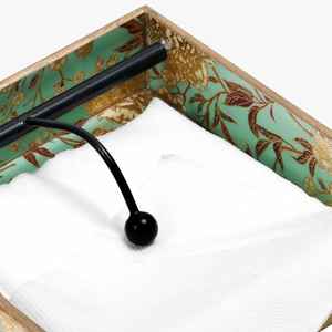 Acrylic Resin <b>Wood</b> Napkin Holders with Luxury <b>Bow</b> Pearl <b>Wood</b> Gold Rattan Flower Luxury Dining Table for Christmas Wedding - Product Image 3