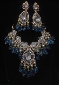 Ensemble de colliers Polki de créateur de luxe en plaqué or avec boucles d'oreilles Bijoux de mariée pour mariage et fête - Product Image 2