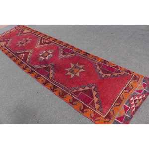 Tapis turc vintage, tapis de couloir 3x11,1 pi (90x338 cm), tapis en laine persane rouge - Product Image 4