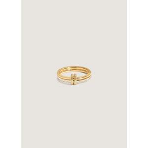 Donna Linked Baguette Band <b>Ring</b> 14k Solid Gold <b>Dainty</b> Rhodium Plated Fine Jewelry for Everyday Wear - Product Image 1