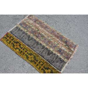 Alfombra Vintage Turca Kilim Beige 2,7X3,8 FT Patchwork Tejido Plano Lana con Respaldo de Látex para Decoraciones de Sala de Estar Adolescentes - Product Image 4