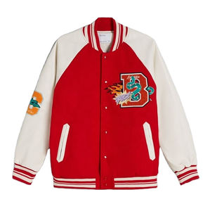 Entrega rápida de retazos personalizados Real Varsiti mangas de cuero Chenille parches bordados Varsity chaquetas Letterman Bomber Jacket - Product Image 1