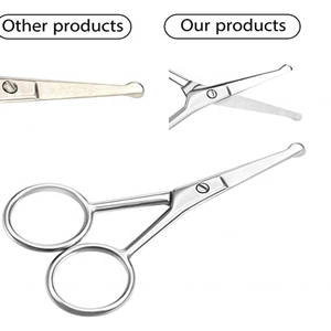 Lionesse Nose Hair Scissors Rounded Tip Facial Hair <b>Trimmer</b> Stainless Steel Eyebrow Ear Moustache <b>Beard</b> Scissor for Men's - Product Image 3