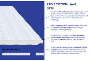 Panel Sándwich EPS PREXS para Paredes Exteriores, Ligero, Bajo Costo, Instalación Rápida, Aislamiento Térmico, Prefabricado para Almacenes y Fábricas - Product Image 2