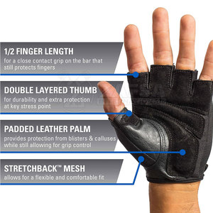 Pakistan Manufacturer's Solid Color Button Down Fitness <b>Gloves</b> Leather Training <b>Gloves</b> for <b>Weight</b> Lifting Sports Applicable - Product Image 4