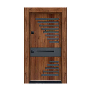 Porte de sécurité extérieure moderne en acier gris, entrée principale avec poignée en acier inoxydable, design antivol - Product Image 5