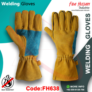 Gants en cuir Top vente en gros gants de soudage doublure en laine polaire longue manchette résistant à la chaleur gant de soudage - Product Image 3