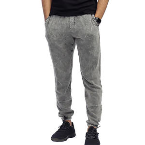 OEM Custom Design Acid Wash <b>Vintage</b> Retro Men Slim Fit <b>Trousers</b> Unisex Stone Wash Ribbed Hem Sweatpants Casual Jogging <b>Trousers</b> - Product Image 1