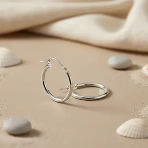 Boucles d'oreilles créoles classiques pour femmes en argent 925, tendance, religieuses, à porter au quotidien, bijoux plaqués rhodium, agate, perle, diamant pour mariage - Product Image 2