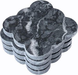 Nouveauté tapis de Table en pierre colorés pour la fête sous-verres en pierre avec logo personnalisé pour l'image de marque sous-verres en pierre ronds pour boissons chaudes - Product Image 1