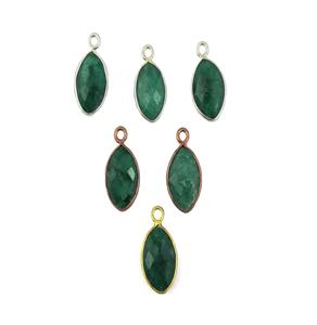 Emerald Stone <b>Bail</b> Marquise Shape Silver 925 Bezel Gold Plated Gemstone <b>Pendant</b> - Product Image 1