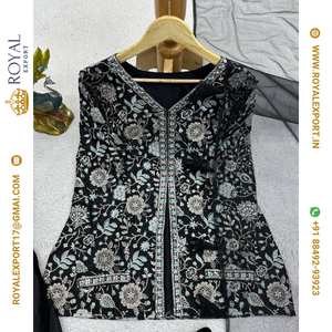 Nouvelle collection de costumes Sharara en soie chinon lourde de couleur noire de créateur - Product Image 5