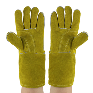 Gants de soudage en cuir de haute qualité, longs, en cuir de vache véritable, pour hommes, résistants à la chaleur, gants de sécurité TIG - Product Image 4