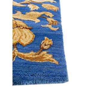 Tapis en laine et soie noué à la main, bleu aurore, motif floral abstrait, pour la maison, le salon, la chambre, patchwork fait main, design rectangulaire pour couloir - Product Image 4