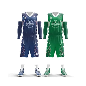 热卖蓝色篮球衫制服2023运动服比赛酷男设计篮球衫套装
