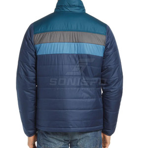 Blouson matelassé homme color block, col montant, coupe-vent, hiver, décontracté, fermeture éclair, rembourrage épais en polyester, coupe droite - Product Image 2