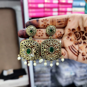 High Quality Traditional Kashmiri <b>Brass</b> Earrings for Women Vintage Ethnic Indian Heritage Jewelry Ideal for Festivals, Weddings - Product Image 1