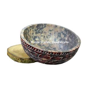 Best Design Available Latest Production Limited Design Soapstone Carving Bowl With Round Shape Use For Home And Hotel Decoration - Product Image 5