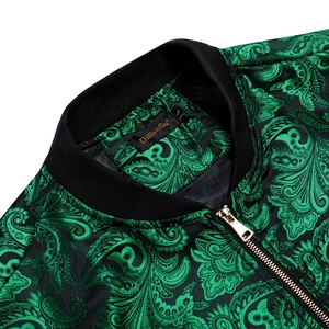 Chaqueta con cremallera de lona de cuero genuino verde alto para hombre moda deporte Streetwear uniforme manga larga Otoño Invierno - Product Image 4