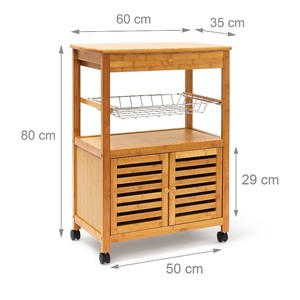 Modern <b>Oak</b> Mobile Kitchen Shelf with Cabinet-50x35x80cm - Product Image 6