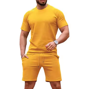 Conjuntos cortos de calidad superior para hombre, ropa de moda, camisetas y pantalones cortos, conjunto de camisetas con pantalones cortos a juego, 100% de algodón transpirable - Product Image 4