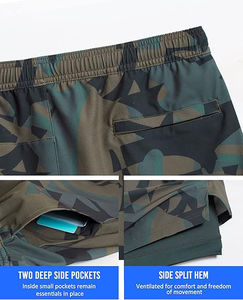 Pantalones cortos deportivos de gimnasio para hombre, nueva tendencia de verano, transpirables, de doble capa, de secado rápido, para correr al aire libre, Fitness, patrón sólido - Product Image 5