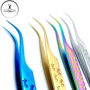 Pinzas para pestañas postizas de 45 ángulos, de acero inoxidable, dorado y azul, multicolor, con logotipo personalizado, herramienta para pestañas postizas - Product Image 4