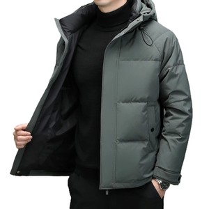 Chaqueta acolchada con capucha de color personalizado Chaquetas de invierno a prueba de viento de alta calidad Chaquetas de hombre con cremallera con estilo informal - Product Image 2