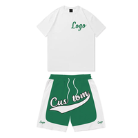 Conjunto de Camiseta y Pantalones Cortos Transpirables Vintage con Logotipo Personalizado, Ropa Urbana Unisex, Atuendo de Verano, Conjunto Deportivo Informal de Dos Piezas a Juego en Colores
