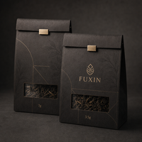 Sachet d'emballage compostable de luxe en papier kraft avec fenêtre, 3,5g 7g, pochette stand-up, avec logo personnalisé, fermeture magnétique, pelliculage pour aliments