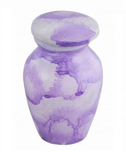 URNE SOUVENIR EN PIERRE VIOLET CLASSIQUE EN MÉTAL Finition colorée intérieure en velours satiné pour l'utilisation des cendres de crémation commémoratives du bébé - Product Image 1