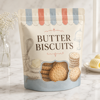Sachet d'emballage stand-up pour biscuits au beurre en gros B2B avec design imprimé personnalisé