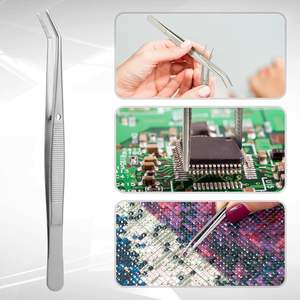 10 Pcs Pince à épiler en acier inoxydable pour l'artisanat avec pointe dentelée incurvée Pince à épiler polyvalente pour machine à coudre en vrac (Argent) - Product Image 2