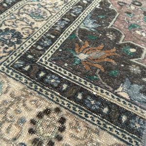 1.7x7.4 ft Runner Turkish Rug, Vintage Rug, <b>Brown</b> Beige Ikat <b>Wool</b> Rug - Product Image 5