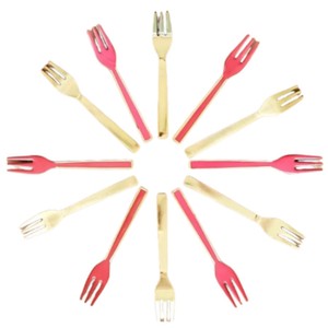Juego de horquillas de acero inoxidable en diseño rosa y dorado con acabado elegante, perfecto para la Mesa de la cocina casera hecha a mano en la India - Product Image 1