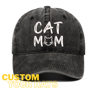 Casquette de baseball en jean brodée sur mesure, style vintage, en coton délavé, ajustable, avec motif lettres, pour sports de plein air - Product Image 1