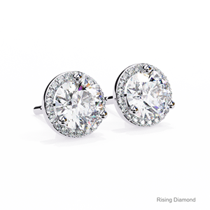 Pendientes de Halo de diamante cultivado en laboratorio de corte redondo de 1,1 quilates Regalo de aniversario de oro amarillo certificado CVD - Product Image 5