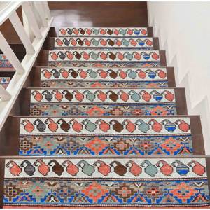 Alfombra estampada colorida - Alfombra moderna de estilo bohemio azteca, fácil de limpiar - Product Image 2