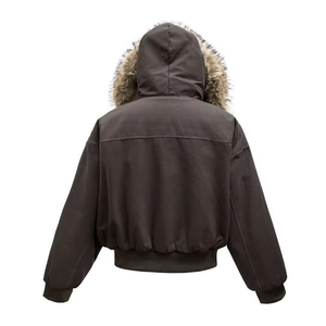 Veste imperméable en peau de mouton rembourrée en coton à capuche avec empiècements noirs Cleanfit Y2K américaine pour hommes et femmes, style Harajuku rétro hip-hop populaire - Product Image 2