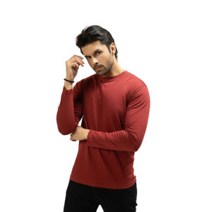 เสื้อยืดแขนยาวผู้ชายผ้าฝ้าย 100% คุณภาพสูง คอกลม ถักลายเรียบ สีพื้น - Product Image 3