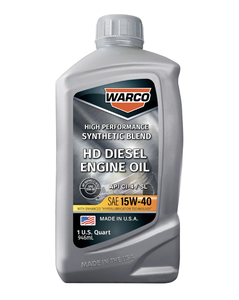 WARCO Heavy Duty Synthetic Blend SAE 15W-40 CI-4/SM Anti-Wear Automotive Lubricant <b>Diesel</b> <b>Engine</b> <b>Oil</b> 6 Pack 1 Quart - Product Image 1