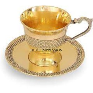 Acabado de color plateado Brillante Pulido Diseñador único Grabado Latón de alta calidad estándar Hecho Tazas y platillos de té Suministros - Product Image 3